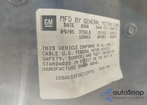 2006 Saturn Ion 3 from USA, damaged, VIN 1G8AK55F26Z128781